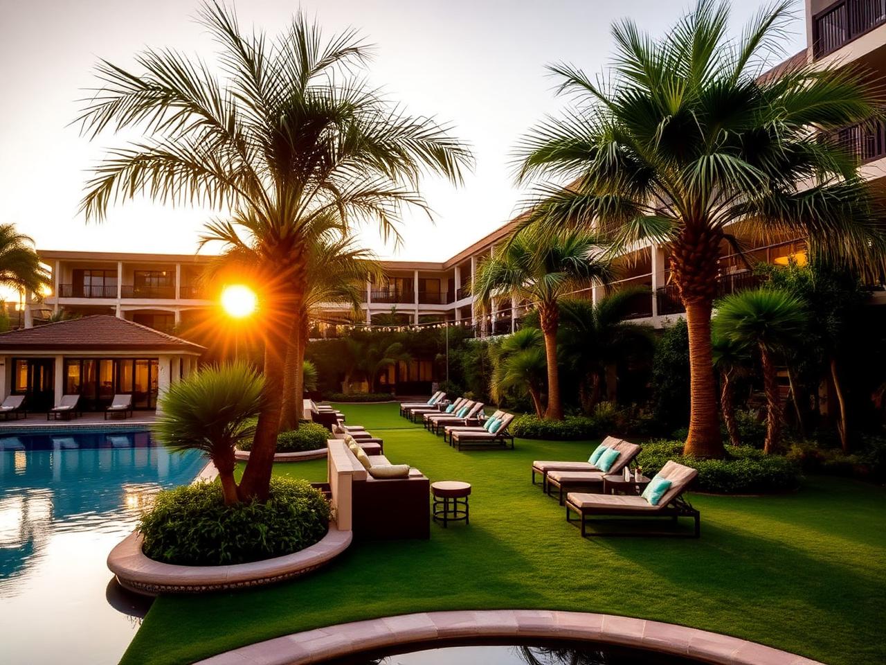 Garden courtyard and pool